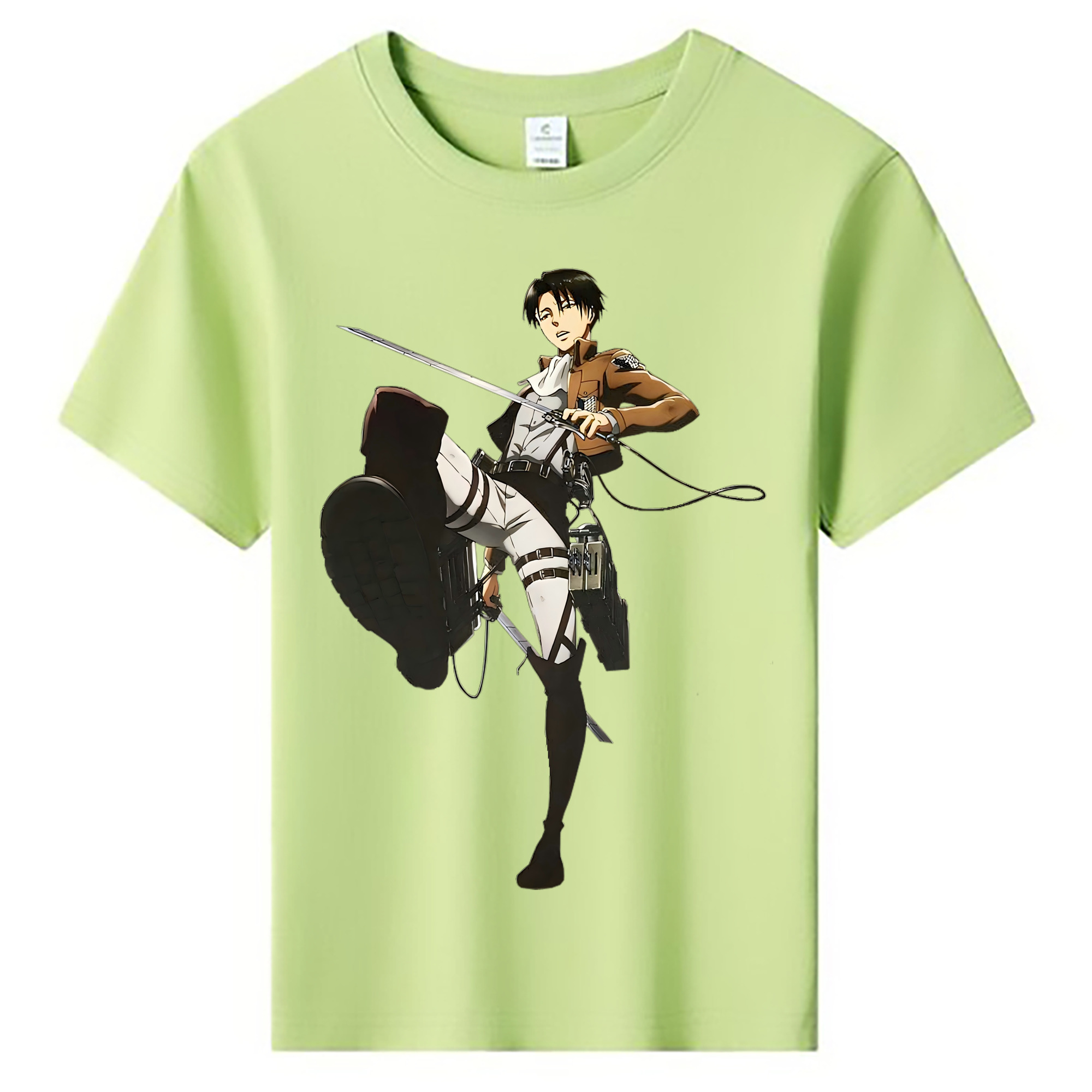 （画像用） 進撃の巨人 リヴァイ·アッカーマン Attack on Titan Levi Ackerman 綿100％キッズTシャツ（フロントプリント）